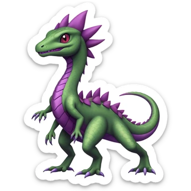 Black Sceptile-Salazzle-Pokémon-Fakémon-creature with purple markings sticker