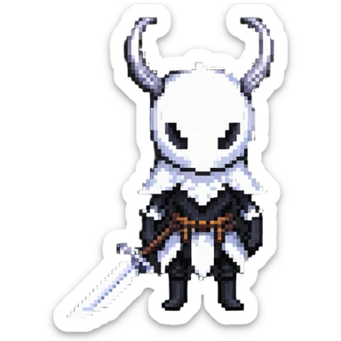 Hollow Knight character in pixel art style sticker