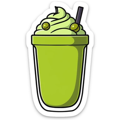 iced matcha latte with boba pearls sticker