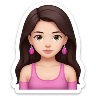 Azzyland with long dark brown hair, pink crop top sticker