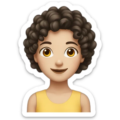 white Girl with freckles and dark curly hair smiling sticker