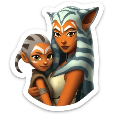 sexy ahsoka tano holding hera syndulla sticker