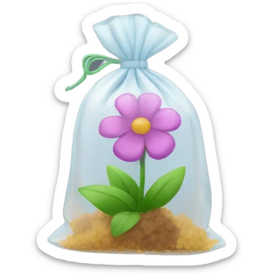Small clear bag of flower sticker