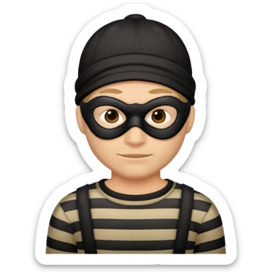 classic cartoon burglar with mask and striped shirt sticker