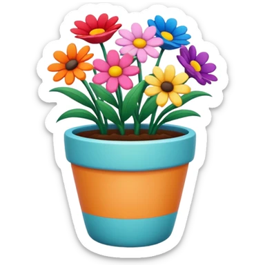 flower pot with flowers sticker