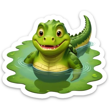 Green Shrekodil (mix of Shrek and crocodile) swimming breaststroke in a puddle sticker