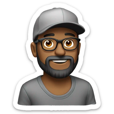 Brown guy Baseball cap on backwards with eye glasses grey and black beard with earrings and hat turned around  sticker
