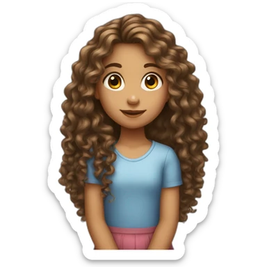 A little girl with very long curly hair sticker