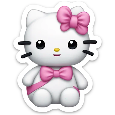 hello kitty with pink bow wrapped around one ear sticker