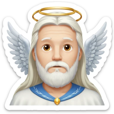 long whire hair, white bearded man angel sticker