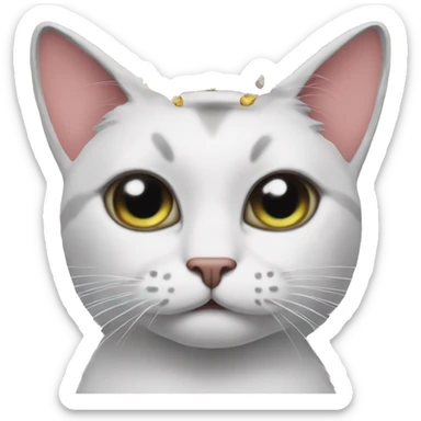A sassy cat emoji wearing a tiara and batting its eyelashes sticker