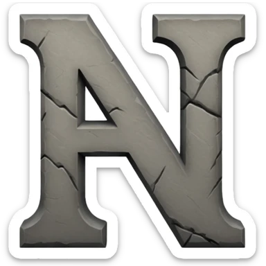 A block with a big black letter "N" on it sticker