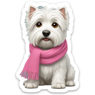 West highland terrier with a pink scarf  sticker
