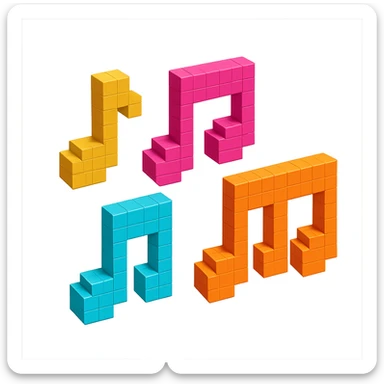 colorful and vibrant voxel-style musical notes sticker