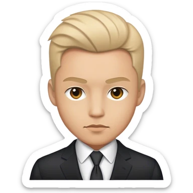 Cinematic Realistic James Bond Portrait Emoji, depicted as a suave, sophisticated secret agent in a tailored suit with a cool, composed gaze and an air of stealth and charm, rendered with crisp textures and dynamic cinematic lighting that captures his timeless espionage allure. sticker