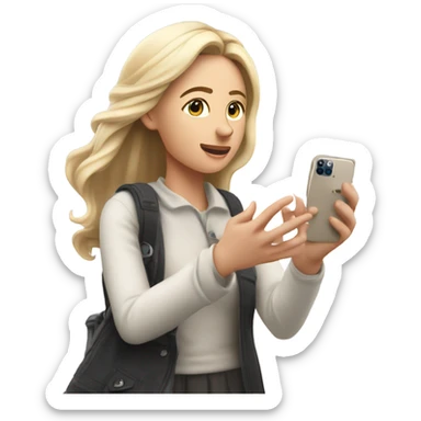 iPhone 14 Pro Max dropping out of Caucasian lady’s left hand sticker