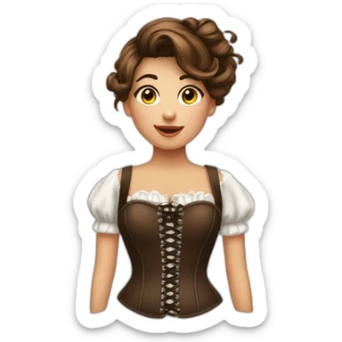 Fille brun cheveux long avec un corset sticker