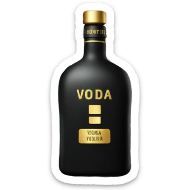 Black Matt bottle of expensive Vodka with golden letters deluxe sticker