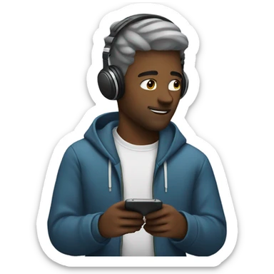 Guy listening to music sticker