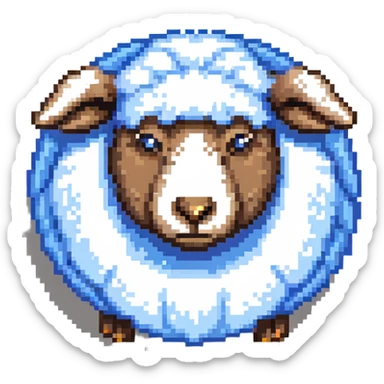 adorable round sheep with fluffy wool sticker