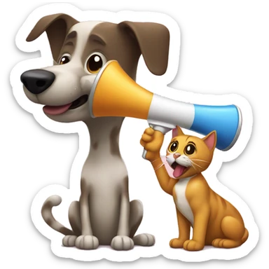 Perro y gato con un megafono sticker