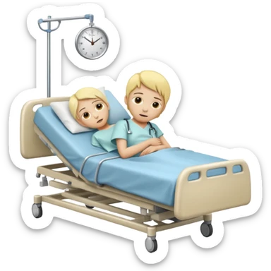 pessoa com a pele amarelada deitada em uma maca de hospital sticker