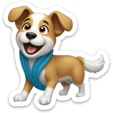 Dog playing in snow sticker