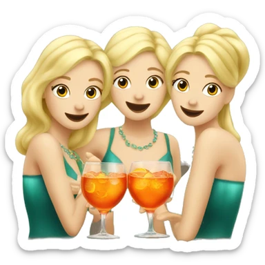 Three blond mermaids drinking aperol sticker