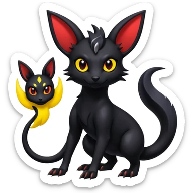 Shiny Dark Edgy Gothic Gloomy Futuristic Salandit-Umbreon-Noibat-Litten-Hybrid (Full body) sticker