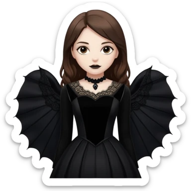 Adelaide Victoria Kane with brown hair in black goth dress sticker