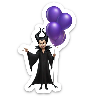 Maleficent with a balloon sticker
