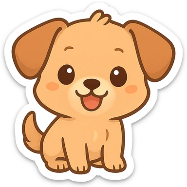 cute cartoon dog emoji, friendly expression, ideal for Twitch chat sticker