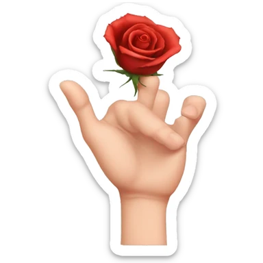 An image of a hand with a large rose thorn stuck in the skin, causing a slight distortion around the wound sticker