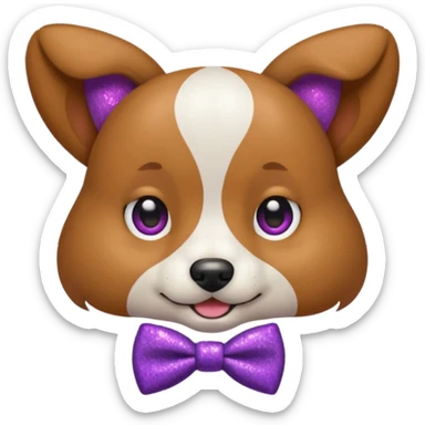 Cachorro adulto com gravata roxa com glitter sticker