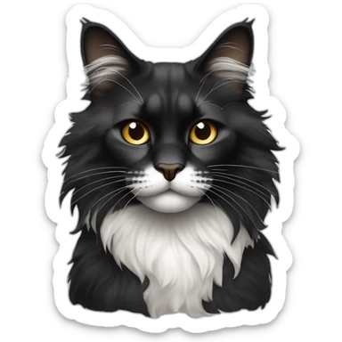 Main coon noir avec ventre blanc et une tache blanche sur le nez sticker