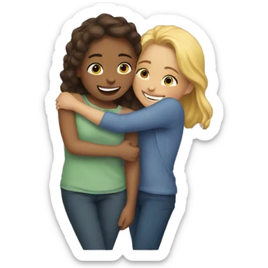 Girls hugging each other sticker