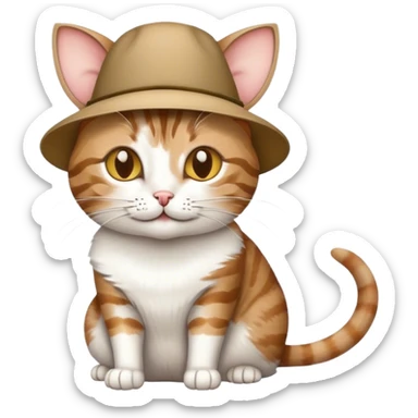cat with mouse as hat on top sticker