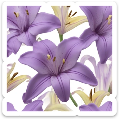 Flower Bouquet of pastel violet lilies realistic sticker