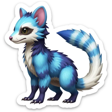 Realistic sharpColorful translucent glowing Trico-Sergal-Furret-Ferret-Wolverine-Vernid-furry-fursona-fusion-Fakemon-animal-hybrid-creature, full body sticker