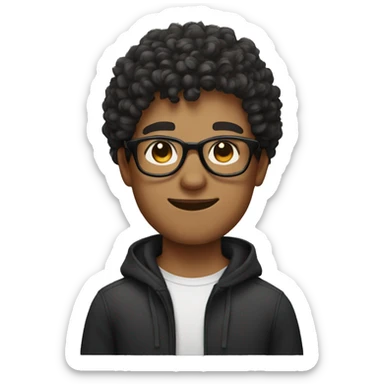 british guy with short curly hair and black glasses sticker
