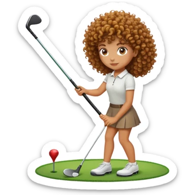 Tanned girl curly hair golfing sticker
