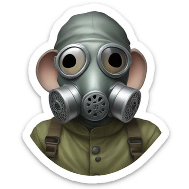 Profile of a rat with a cloth gas mask  sticker
