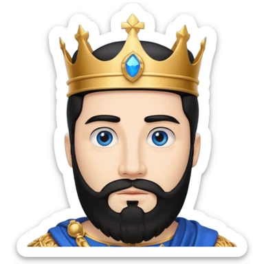 King Solomon with black hair and beard, blue eyes sticker