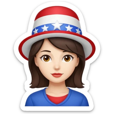 4th of july brunette woman sticker