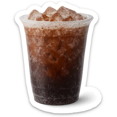 transparent frozen cup of coffee with visible ice crystals and frosty details sticker
