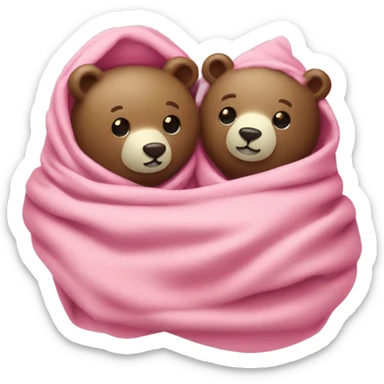 Milk and mocha bear couple under a pink blanket with hrey matcha sticker
