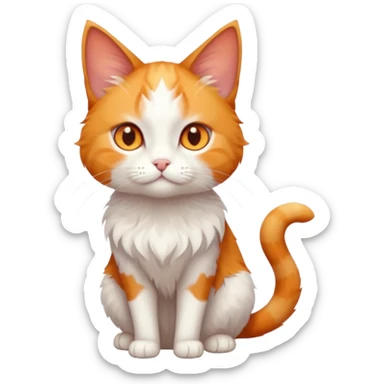 full body of tiny + skinny ginger and white cat with deep orange eyes and triangular shaped face sticker