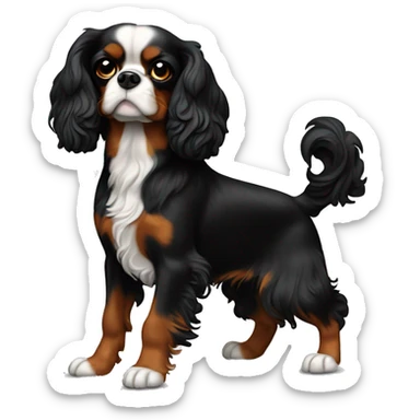 Cavalier King Charles noir et feu qui sourit sticker
