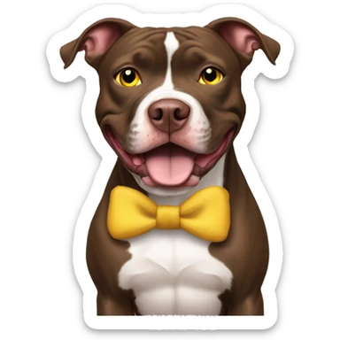 Rednose pitbull with yellow eyes, smiling with bow  sticker