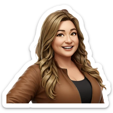 smiling girl in brown jacket sticker